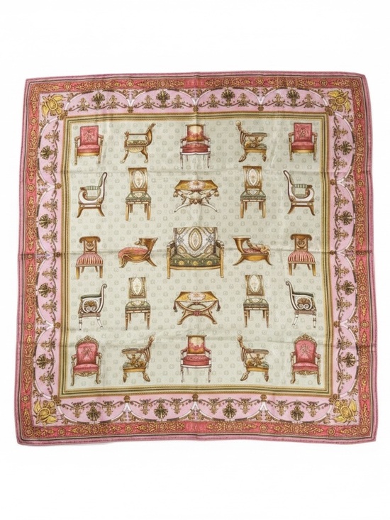 Gucci Accessories - Gucci ✨NEW CONDITION ✨Silk Scarf with Antique Chair Motif — Pink & Cream